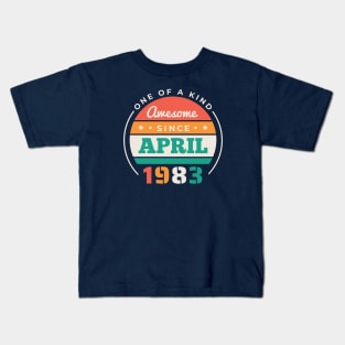 Retro Awesome Since April 1983 Birthday Vintage Bday 1983 Kids T-Shirt